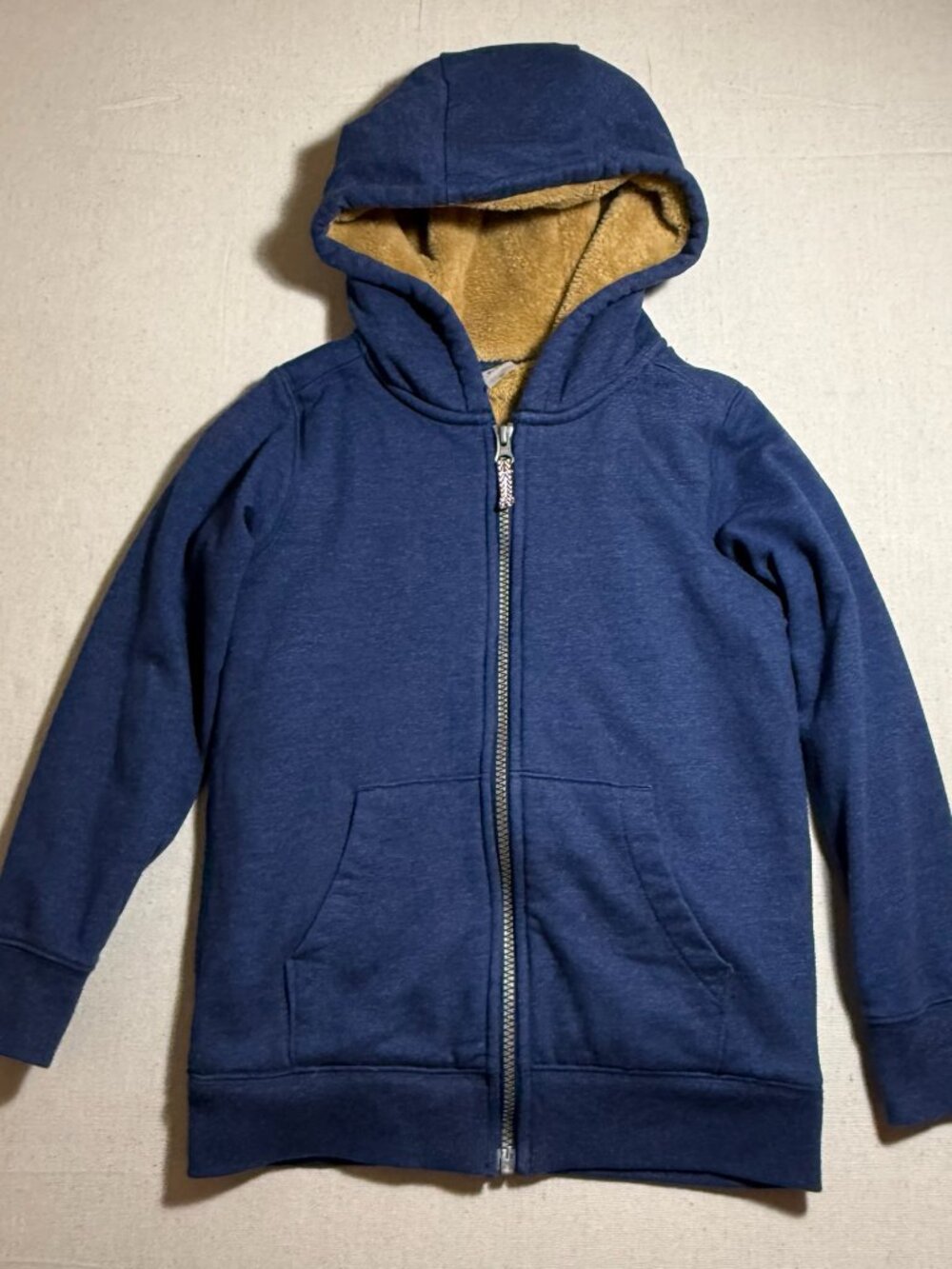 Carter's Blue Fuzzy Sherpa Lined Coat Hoodie 8/8A Jacket Pockets Fuzzy Warm Cozy